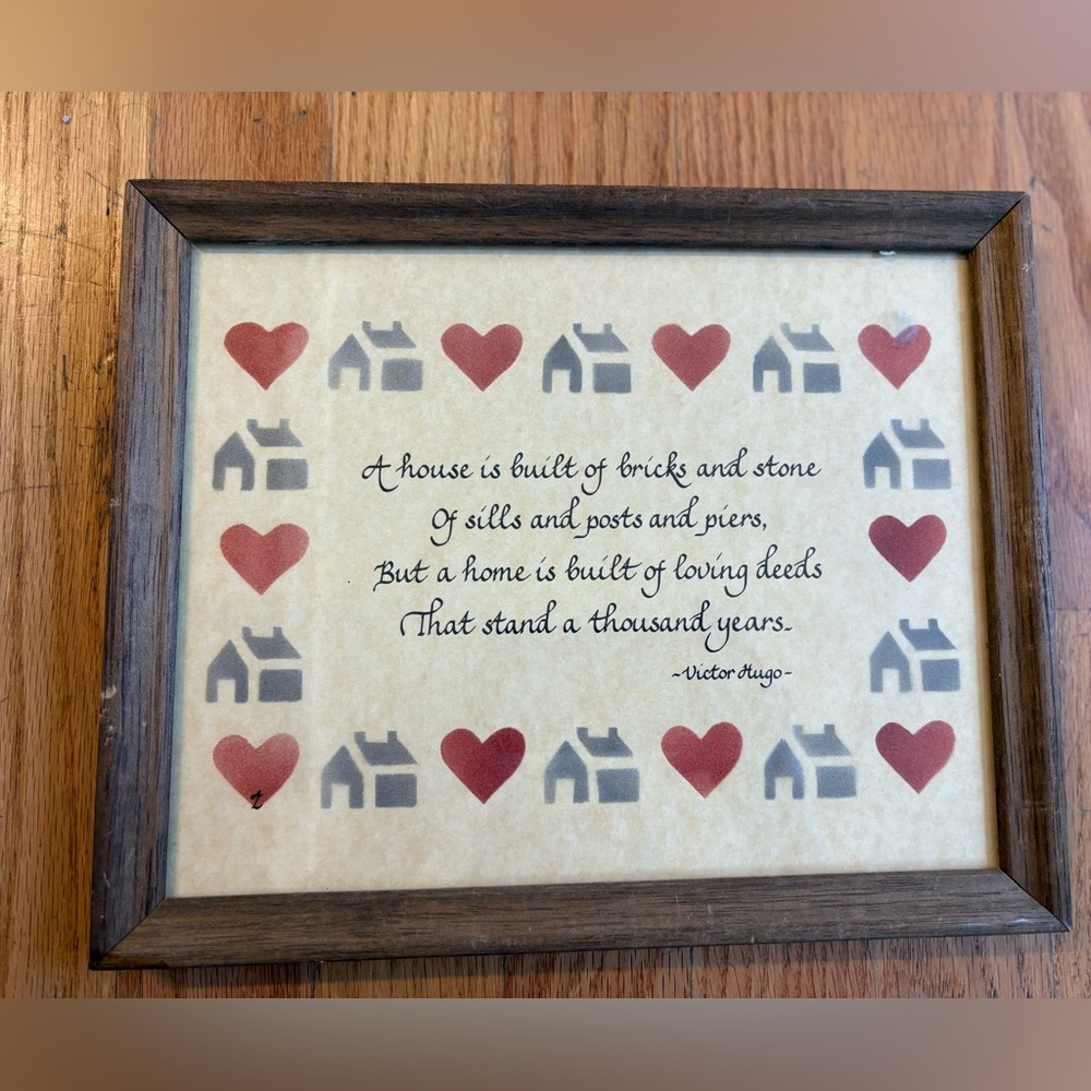 Framed Home Accent Art Print in Red and Blue - Cottage Country